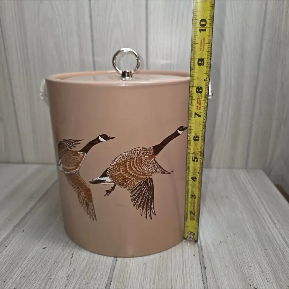 Vtg Canadian Geese Vinyl Ice Bucket Barware MCM Hunting Lodge Man Cave